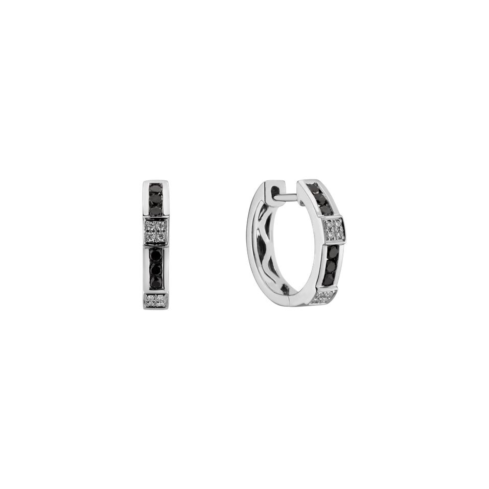 Earrings with black and white diamonds Dark Line