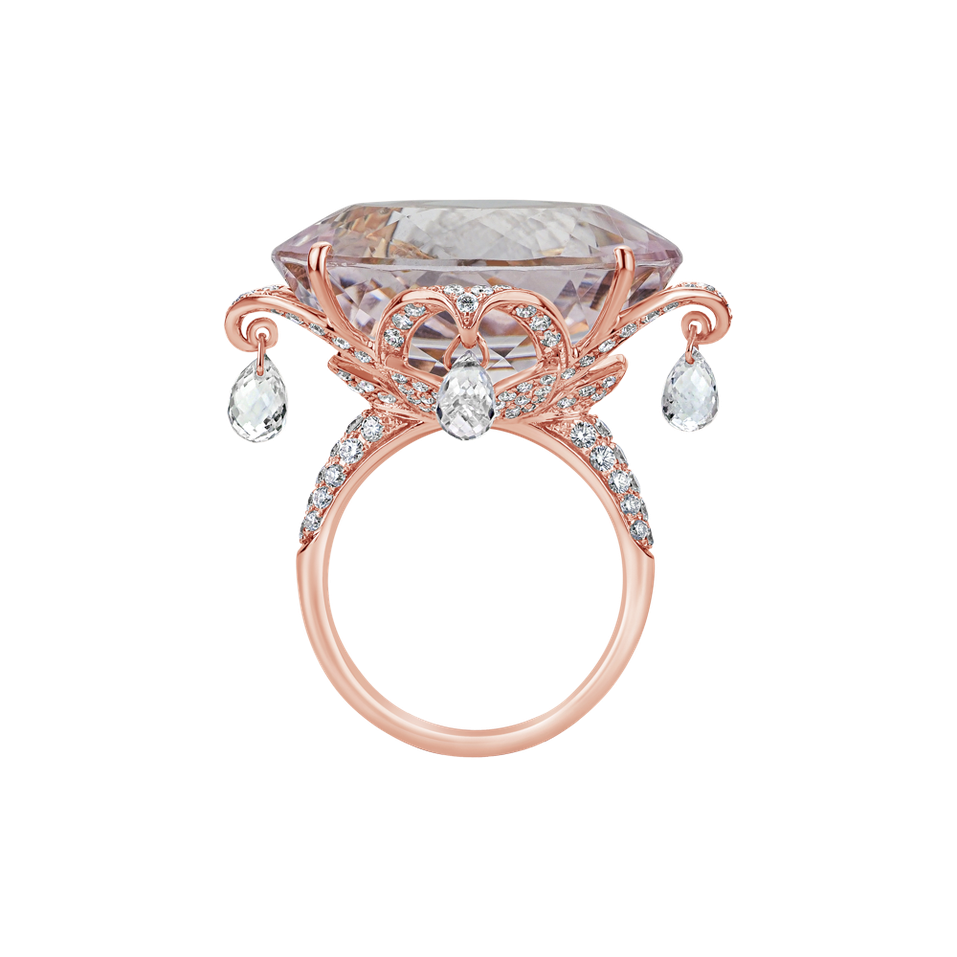 Diamond ring with Kunzite and Topaz Dulcinea