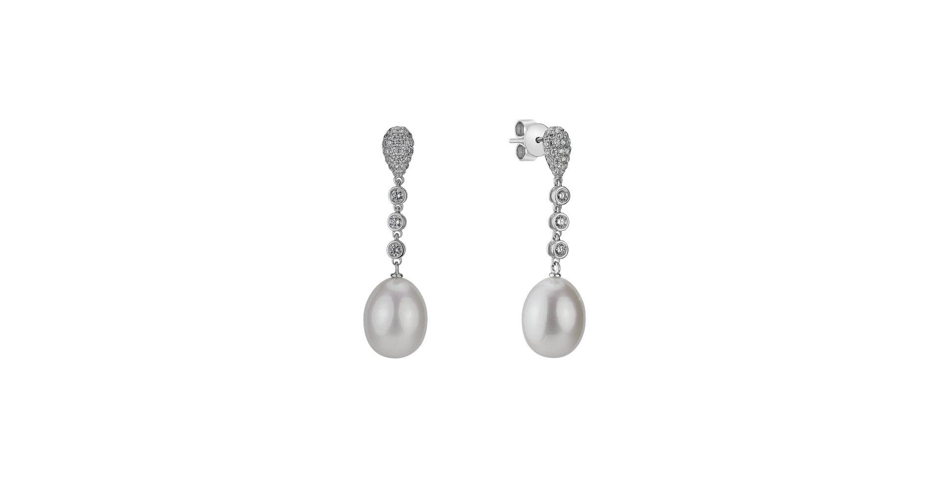 Diamond earrings with Pearl Pearly Elegance