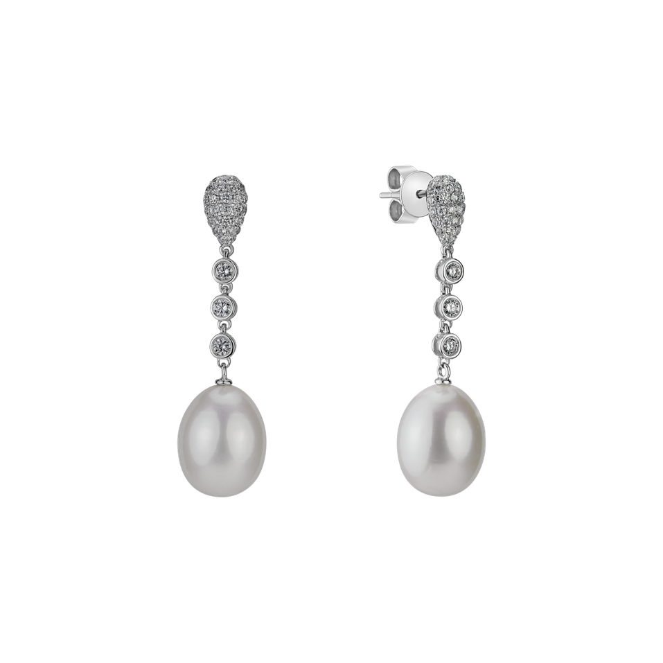 Diamond earrings with Pearl Pearly Elegance