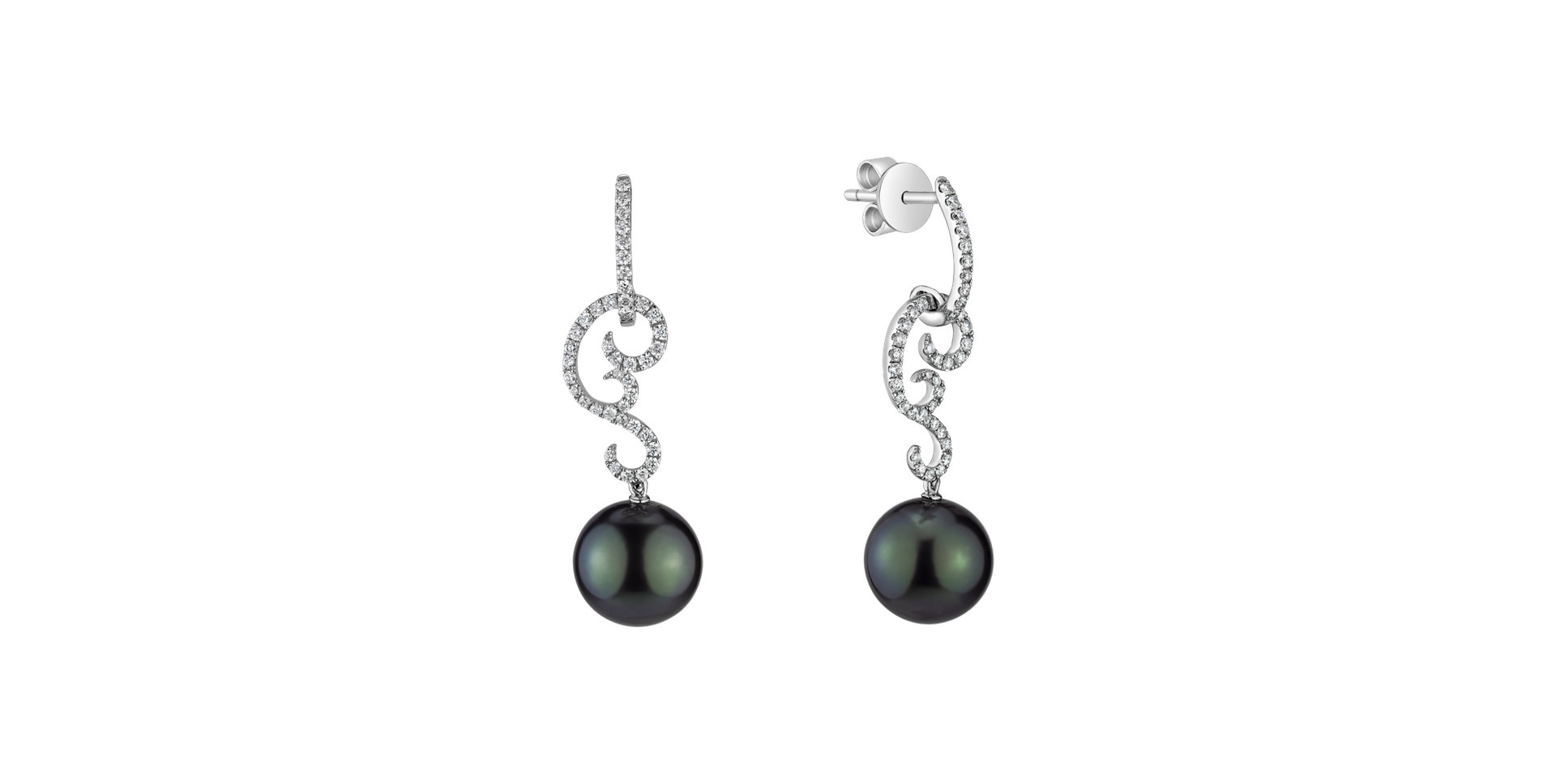 Diamond earrings with Pearl Dagon