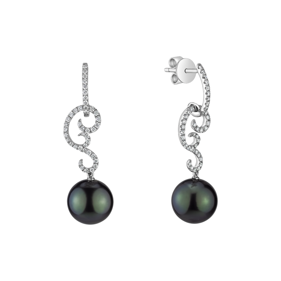 Diamond earrings with Pearl Dagon