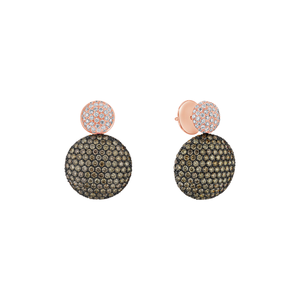 Earrings with brown and white diamonds Graceful Ladyship