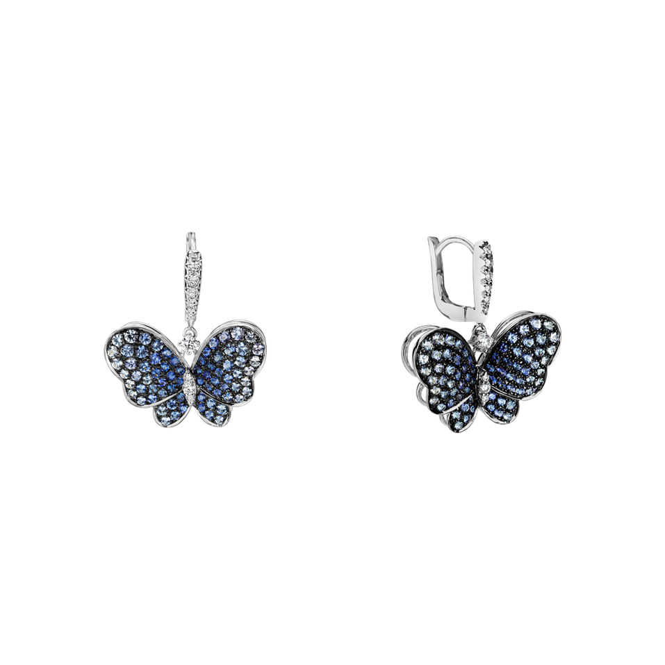 Diamond earrings and Sapphire Sapphire Butterfly