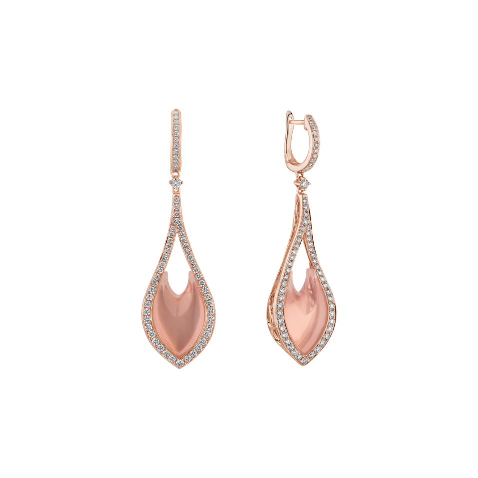 Diamond earrings with Rose Quartz Miss Poetic