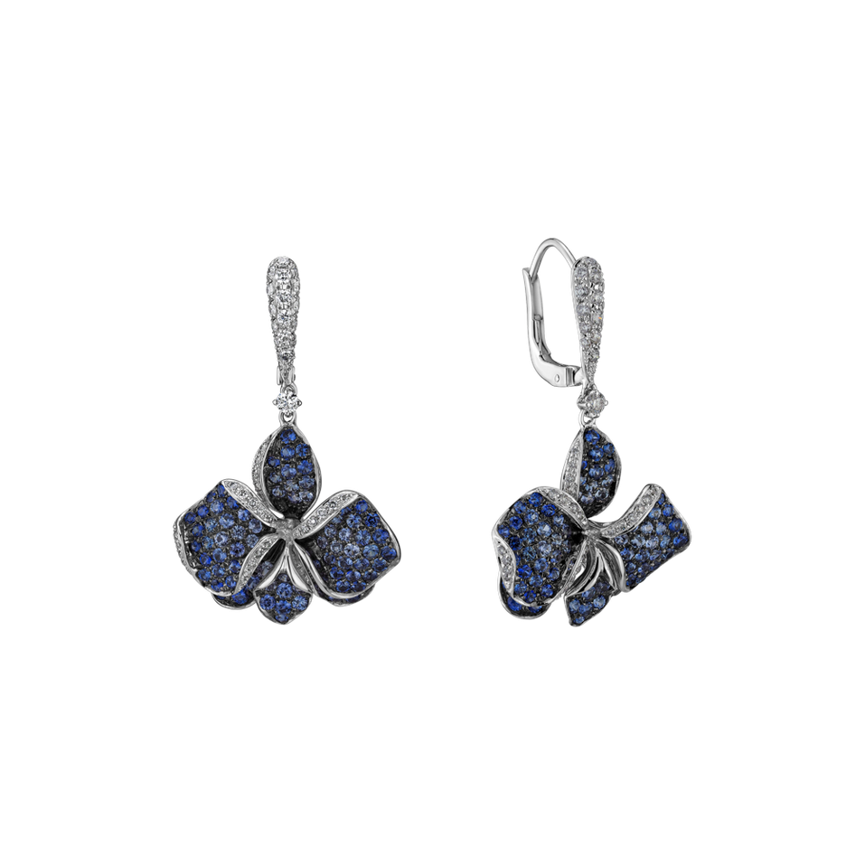 Diamond earrings and Sapphire Iris