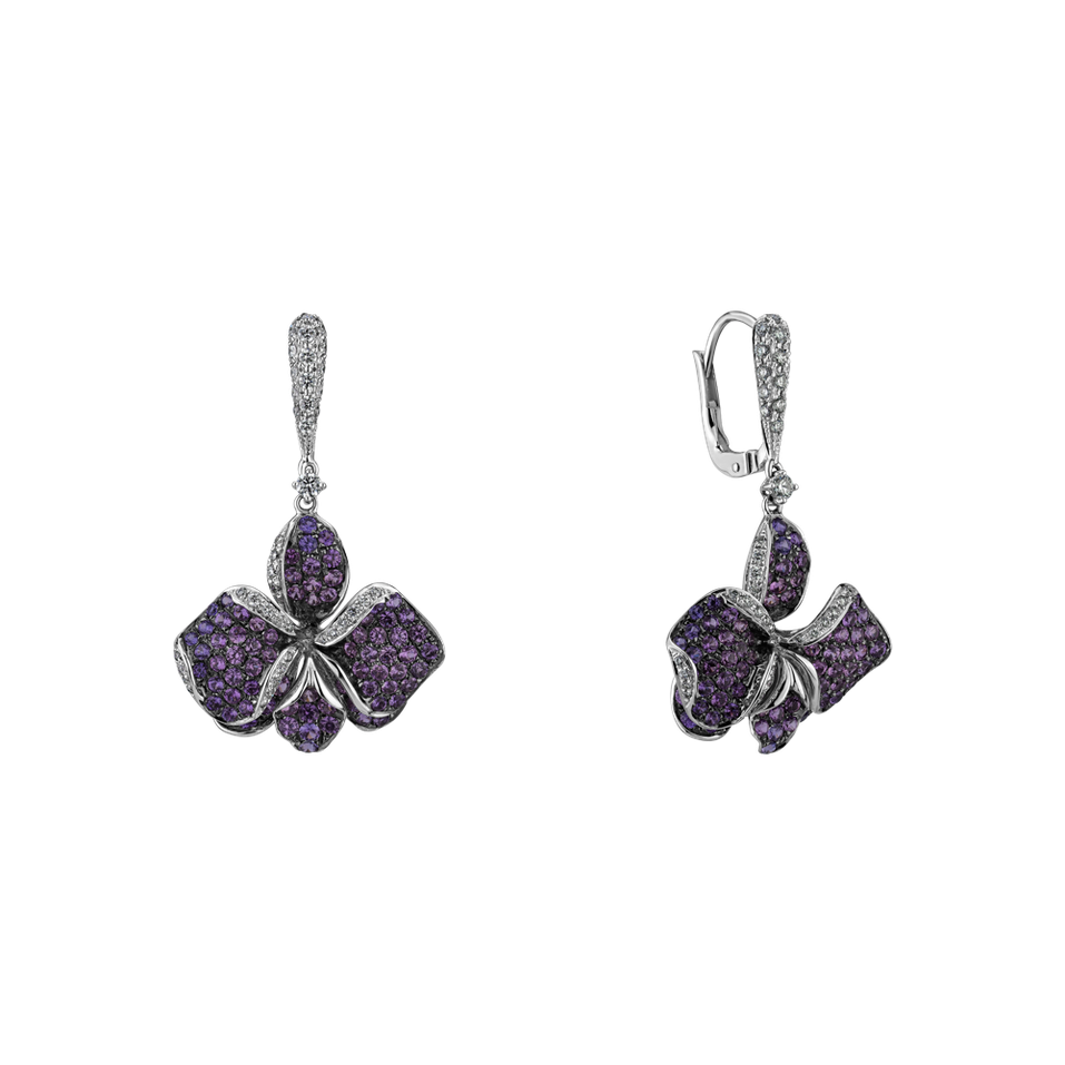 Diamond earrings and Sapphire Iris