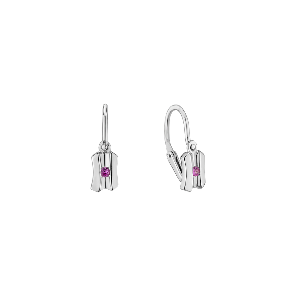 Children's earrings with Sapphire Pink Oddysey