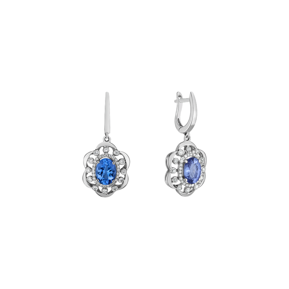 Diamond earrings with Tanzanite Touch of Magic