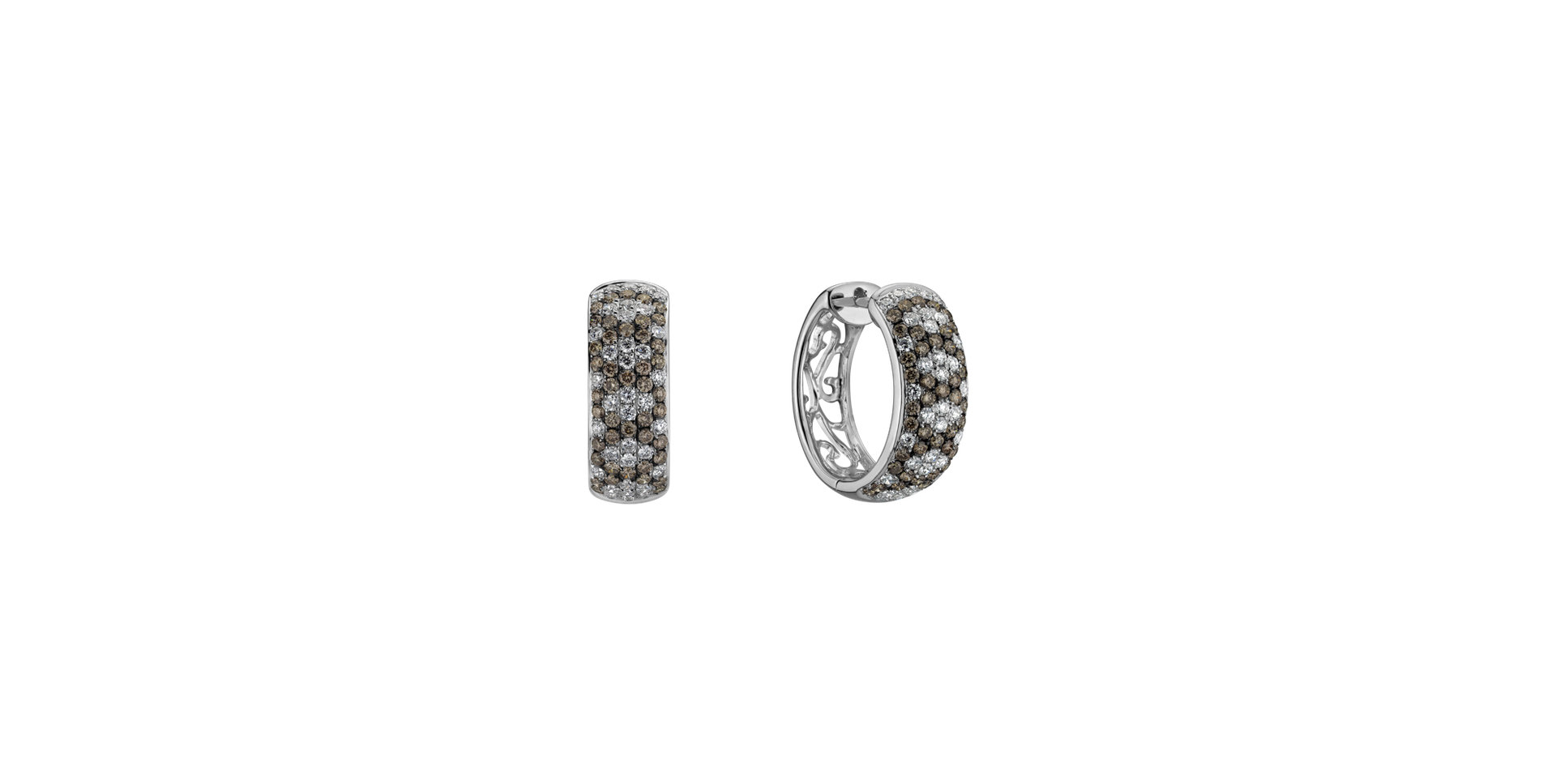 Earrings with brown and white diamonds Mystical Loops