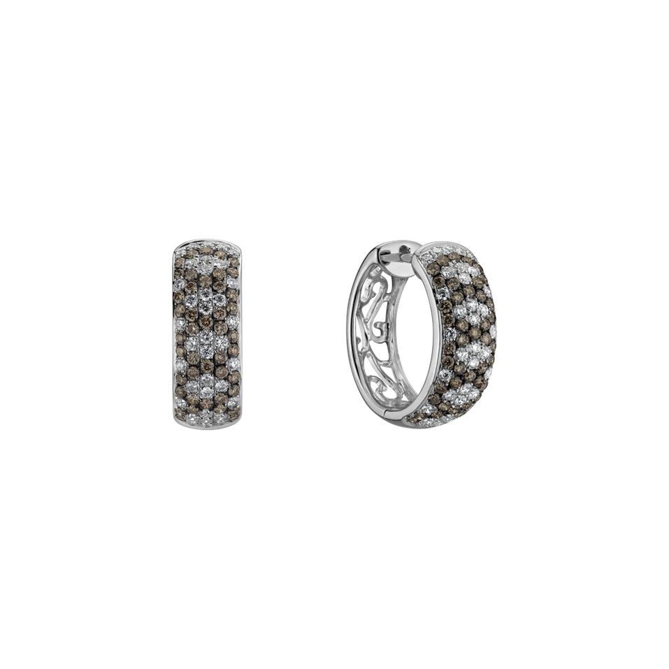 Earrings with brown and white diamonds Mystical Loops