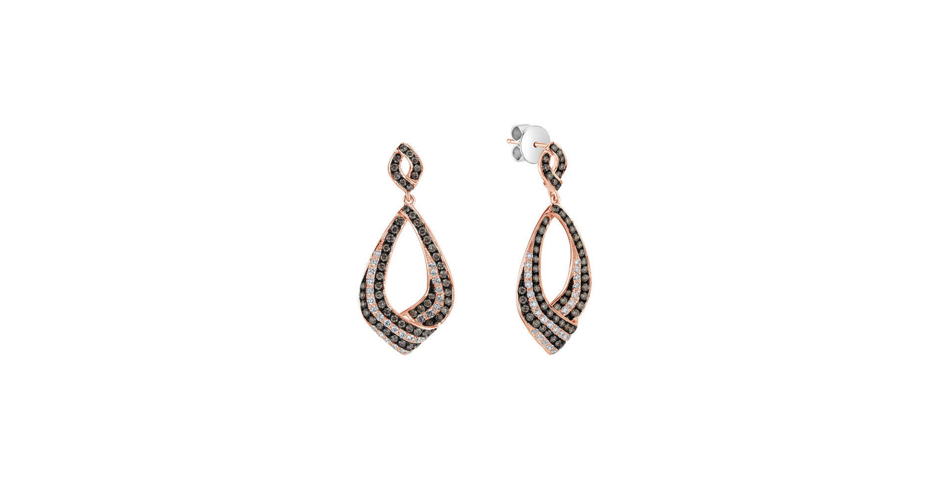 Earrings with brown and white diamonds Touch of Miracle
