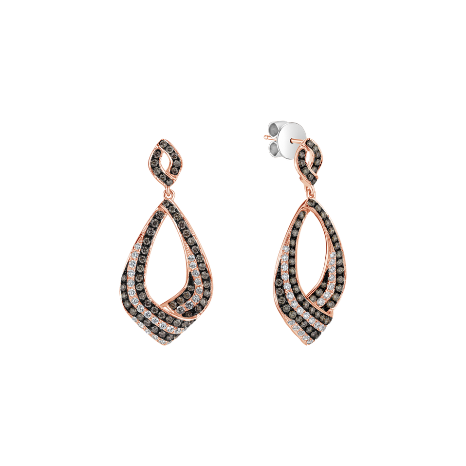 Earrings with brown and white diamonds Touch of Miracle