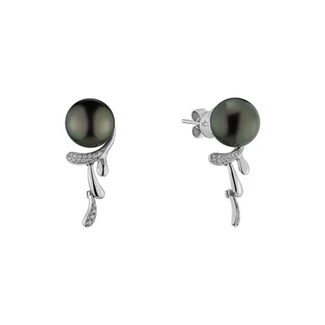 Diamond earrings with Pearl Eligio