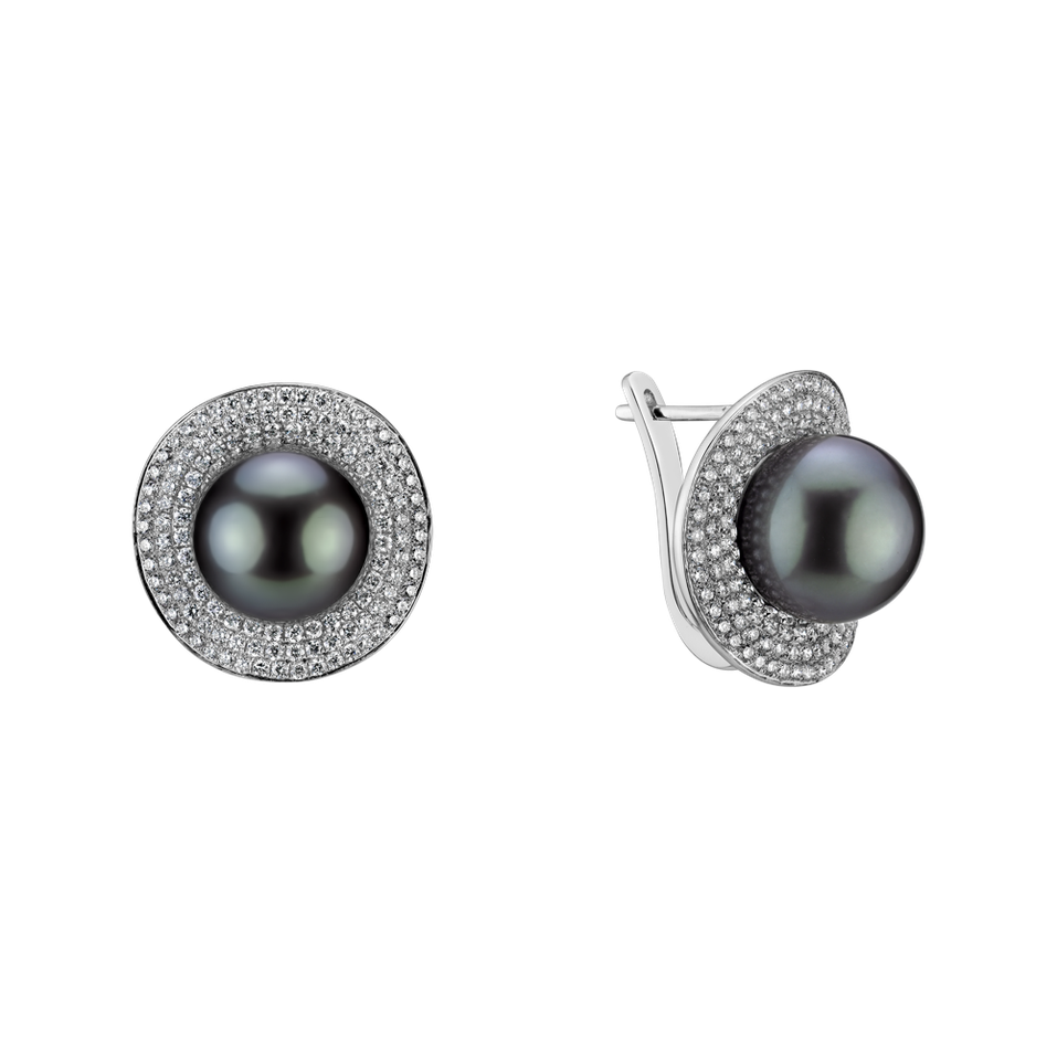 Diamond earrings with Pearl Dollie