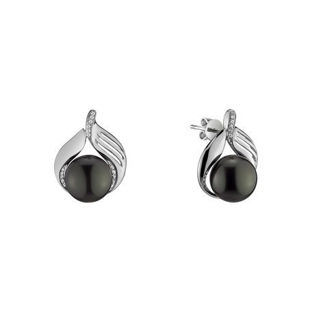 Diamond earrings with Pearl Sea Music
