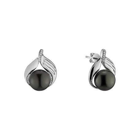 Diamond earrings with Pearl Sea Music