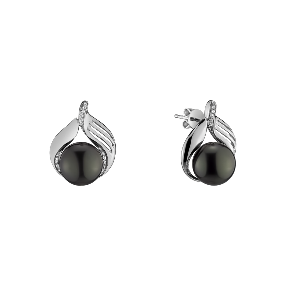 Diamond earrings with Pearl Sea Music