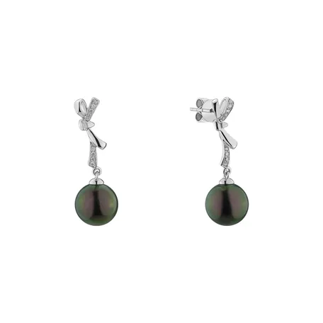 Diamond earrings with Pearl Sea Tales