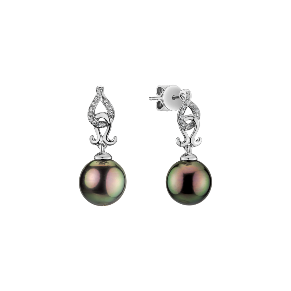 Diamond earrings with Pearl Neptunian Secret
