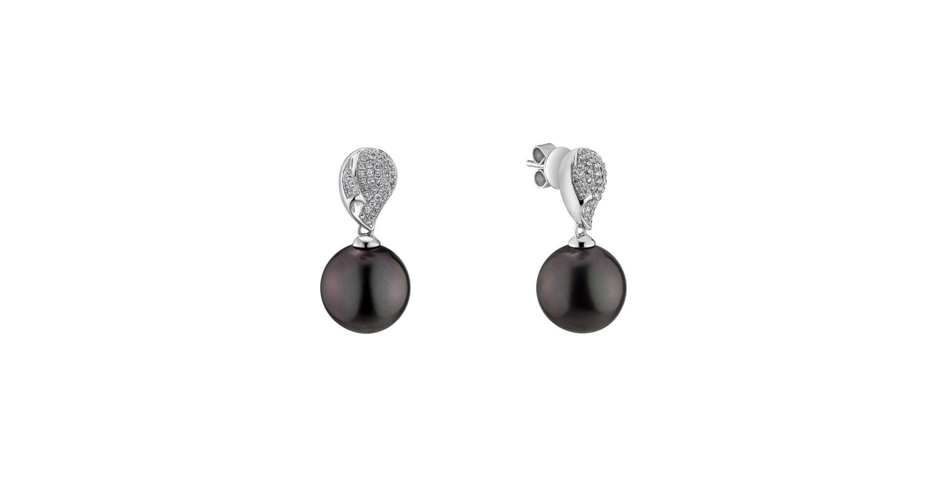 Diamond earrings with Pearl Ocean Reflection