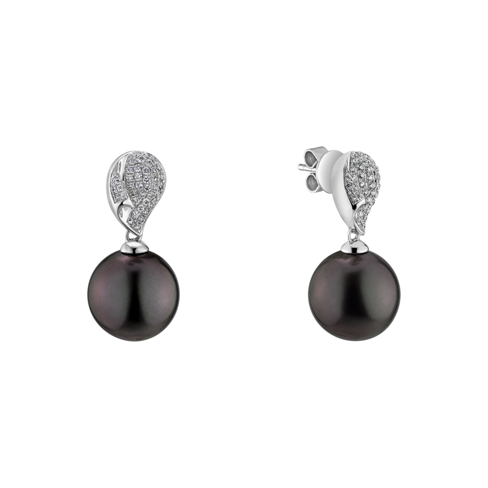 Diamond earrings with Pearl Ocean Reflection