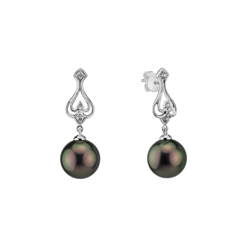 Diamond earrings with Pearl Astral Ocean