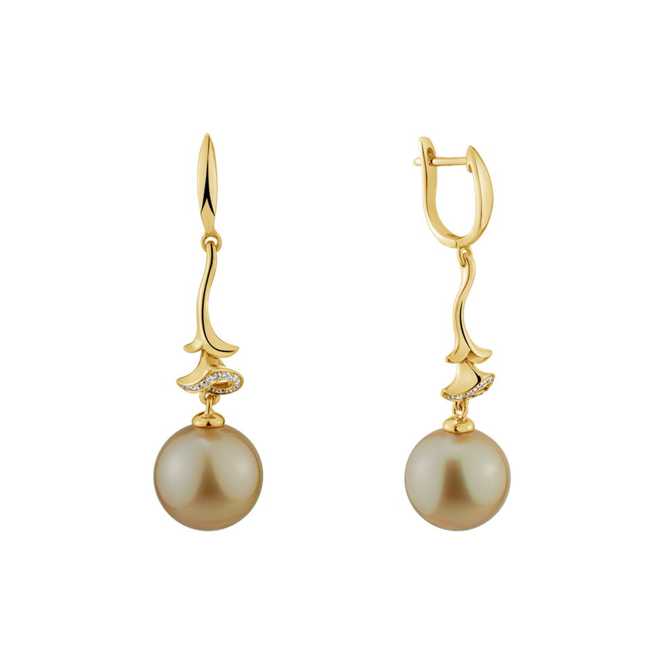 Diamond earrings with Pearl Ocean Spirit