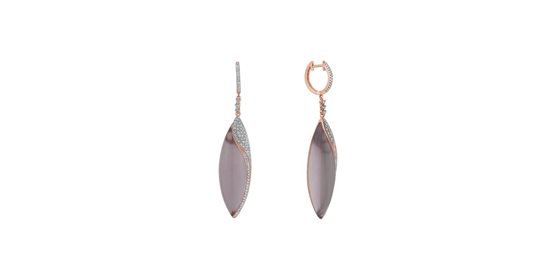 Diamond earrings with Rose Quartz Abbasid