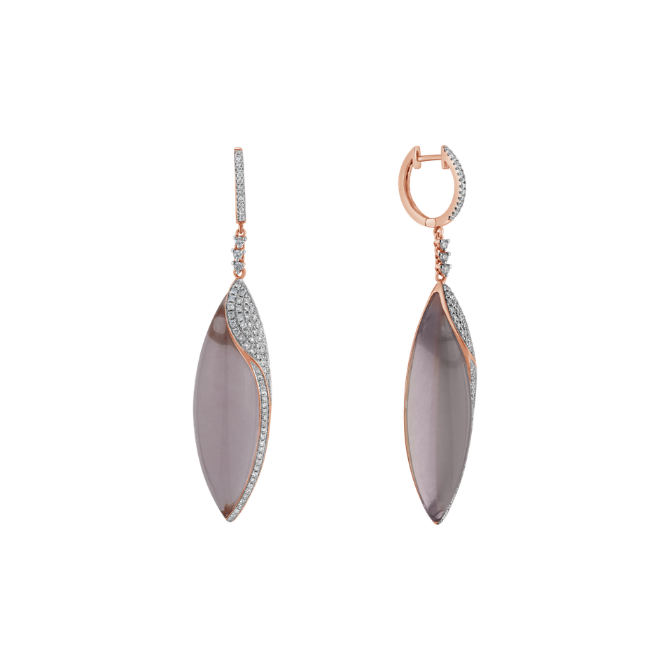 Diamond earrings with Rose Quartz Abbasid