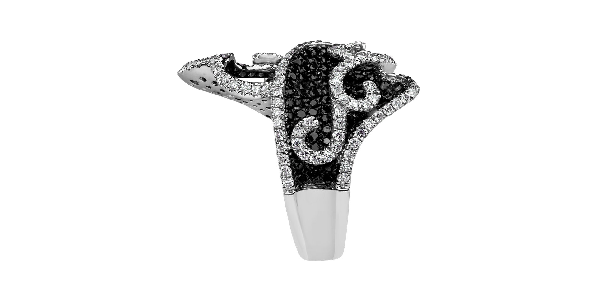 Ring with black and white diamonds Neverending Poetry