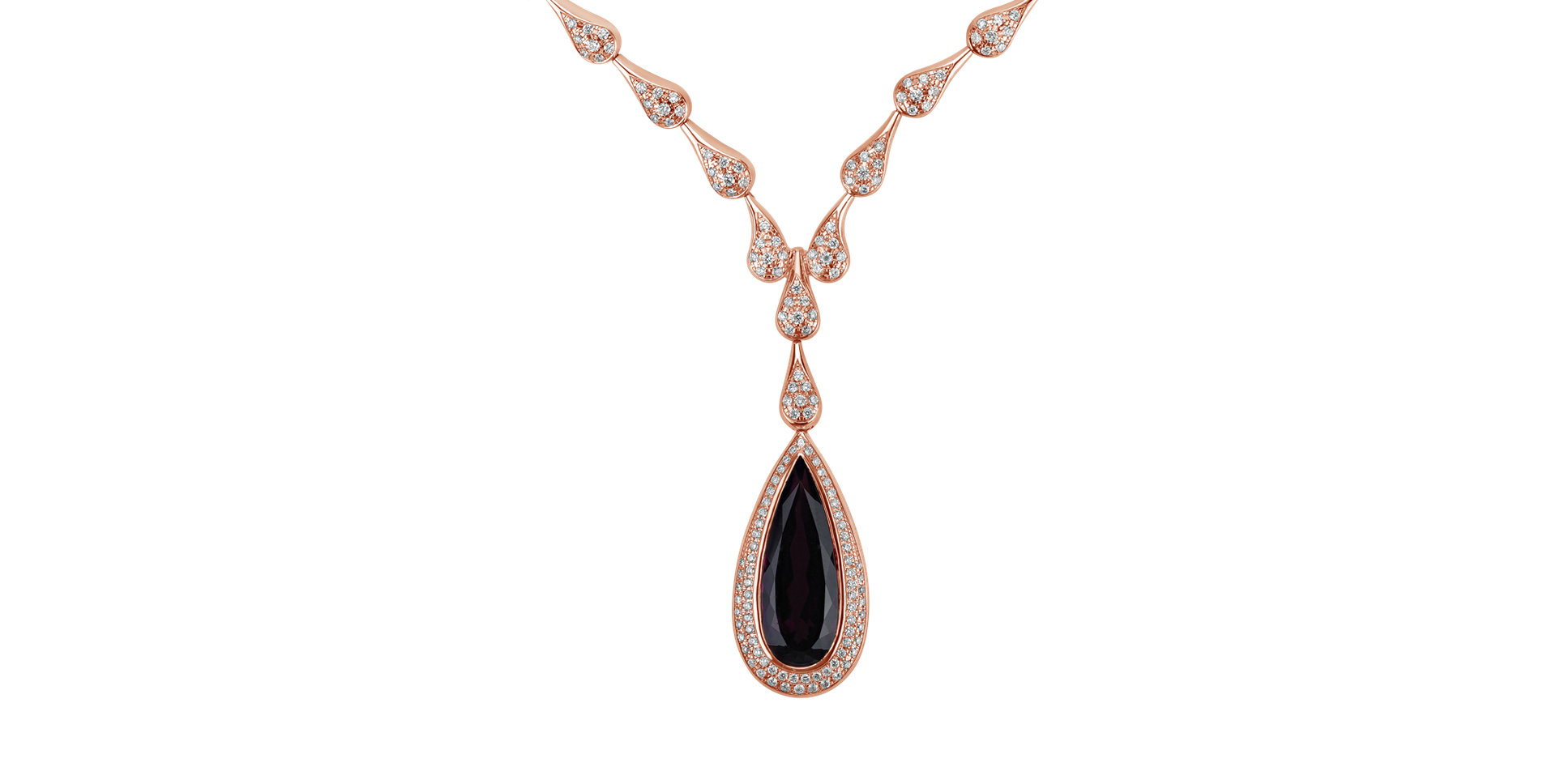 Diamond necklace with Rhodolite Dark Eminence