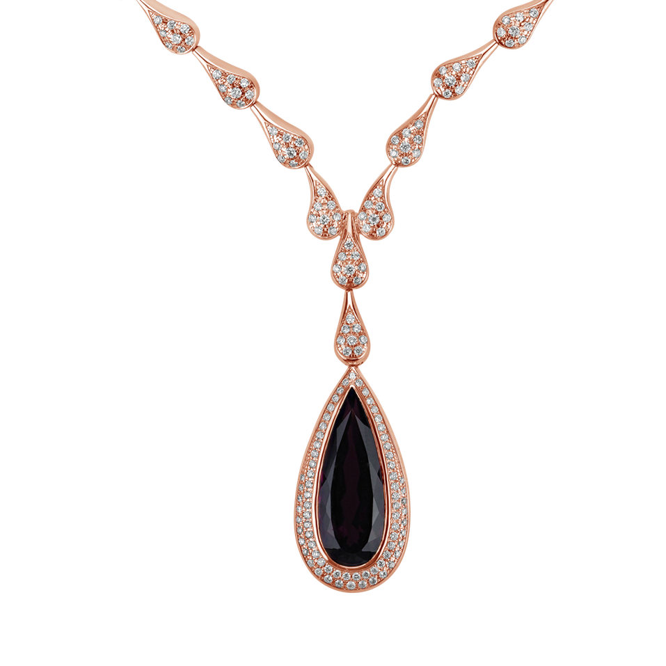 Diamond necklace with Rhodolite Dark Eminence