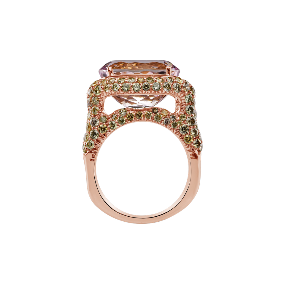 Diamond ring with Kunzite Purple Gentility