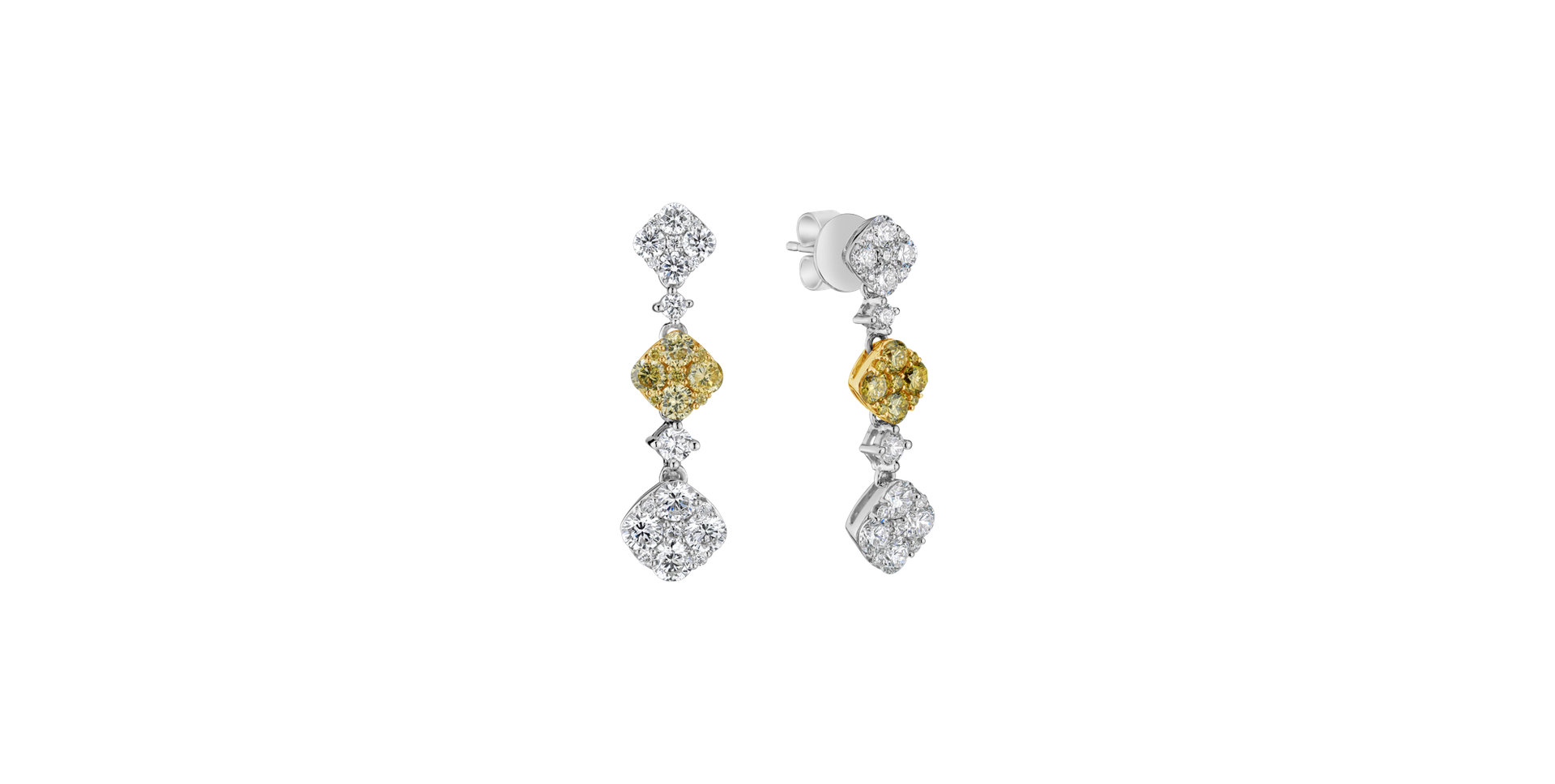 Earrings with yellow and white diamonds Sparkling Euphoria