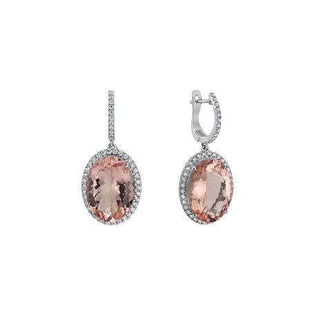 Diamond earrings with Morganite Eulalia