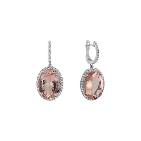 Diamond earrings with Morganite Eulalia