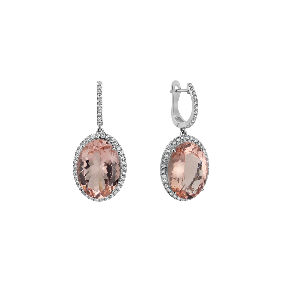 Diamond earrings with Morganite Eulalia