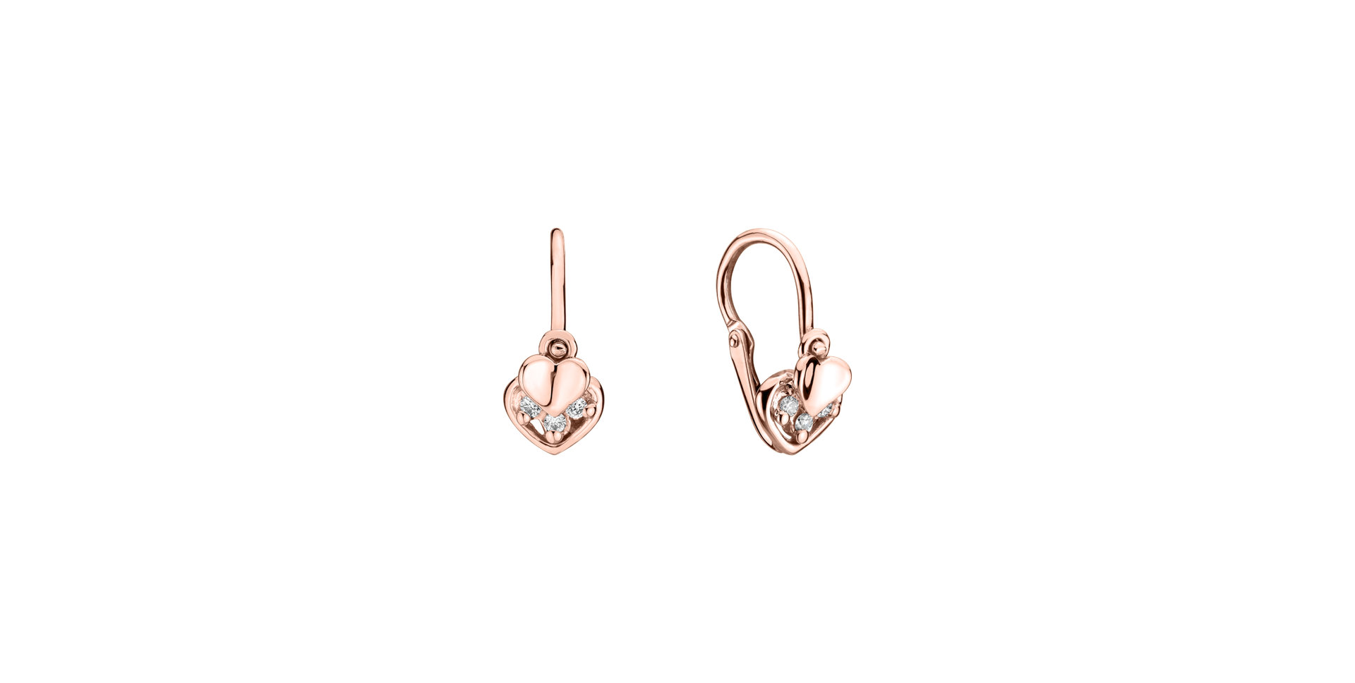 Children's diamond earrings Elegance Hearts