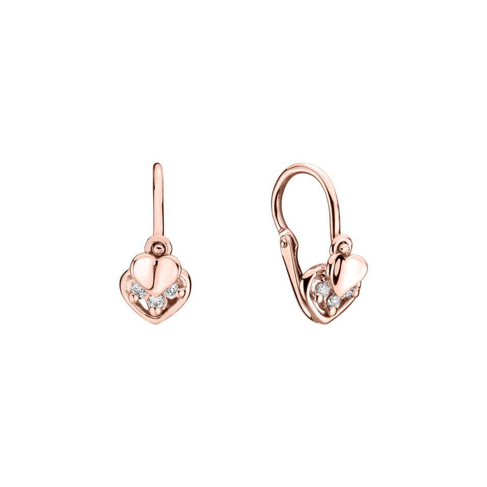 Children's diamond earrings Elegance Hearts