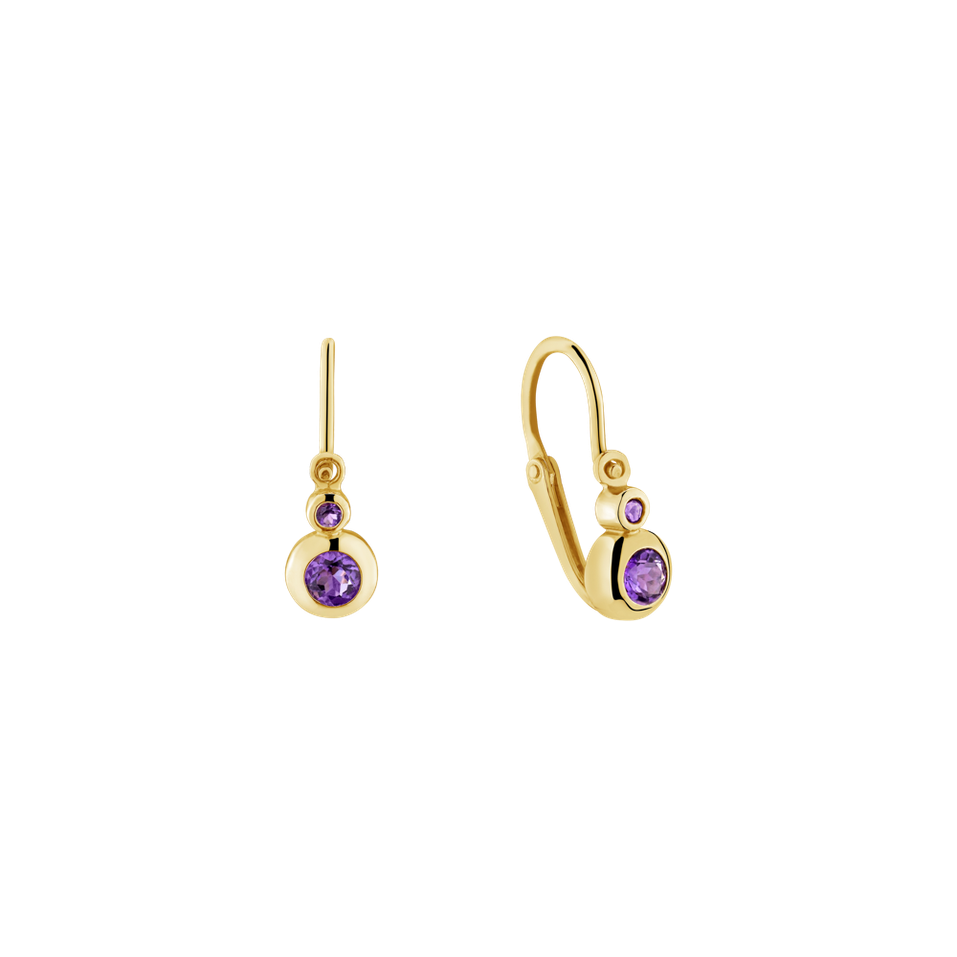 Children's earrings with Amethyst Baby Royalty