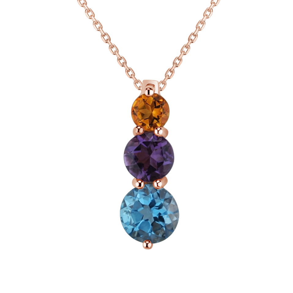 Pendant with Topaz, Amethyst, Citrine Tripple Bonbons