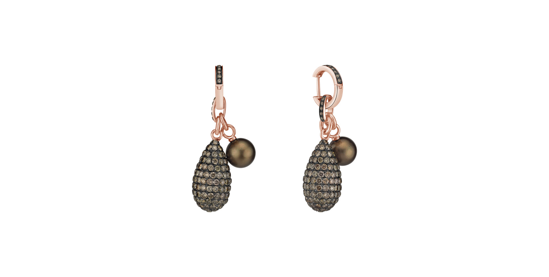 Earrings with brown diamonds and Pearl Magic Dream