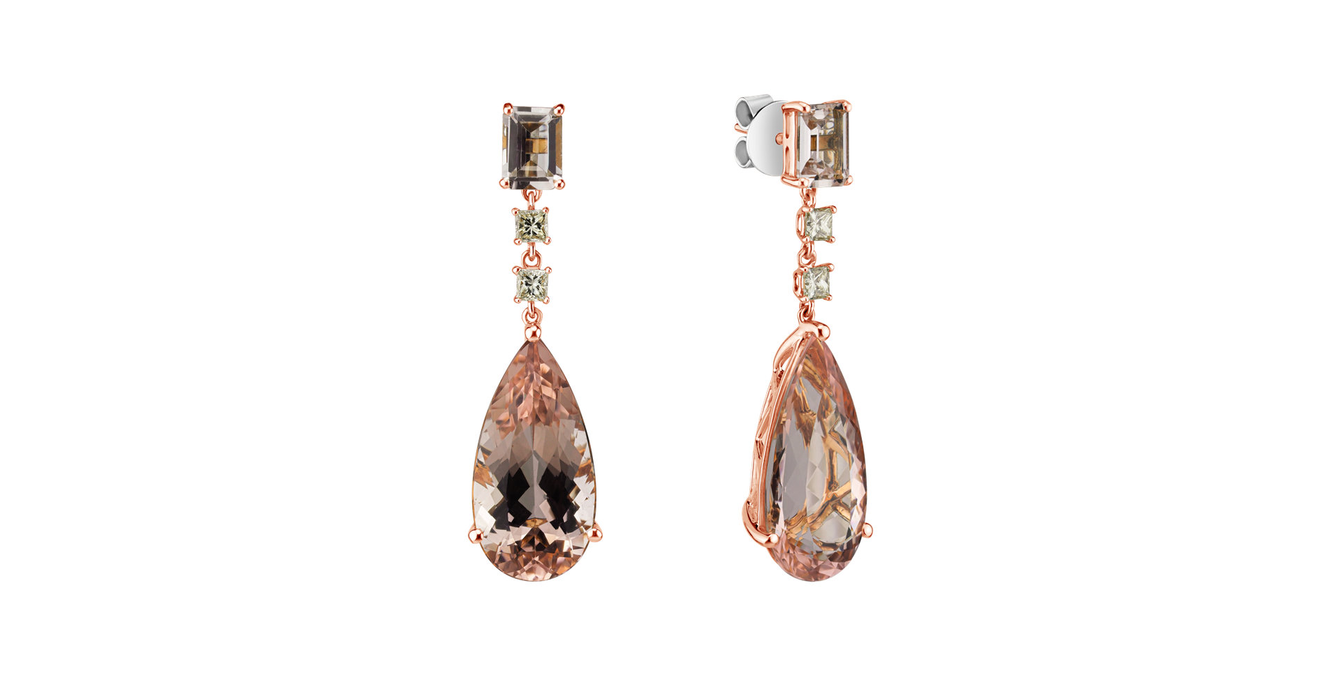 Earrings with Morganite and yellow diamonds Saga