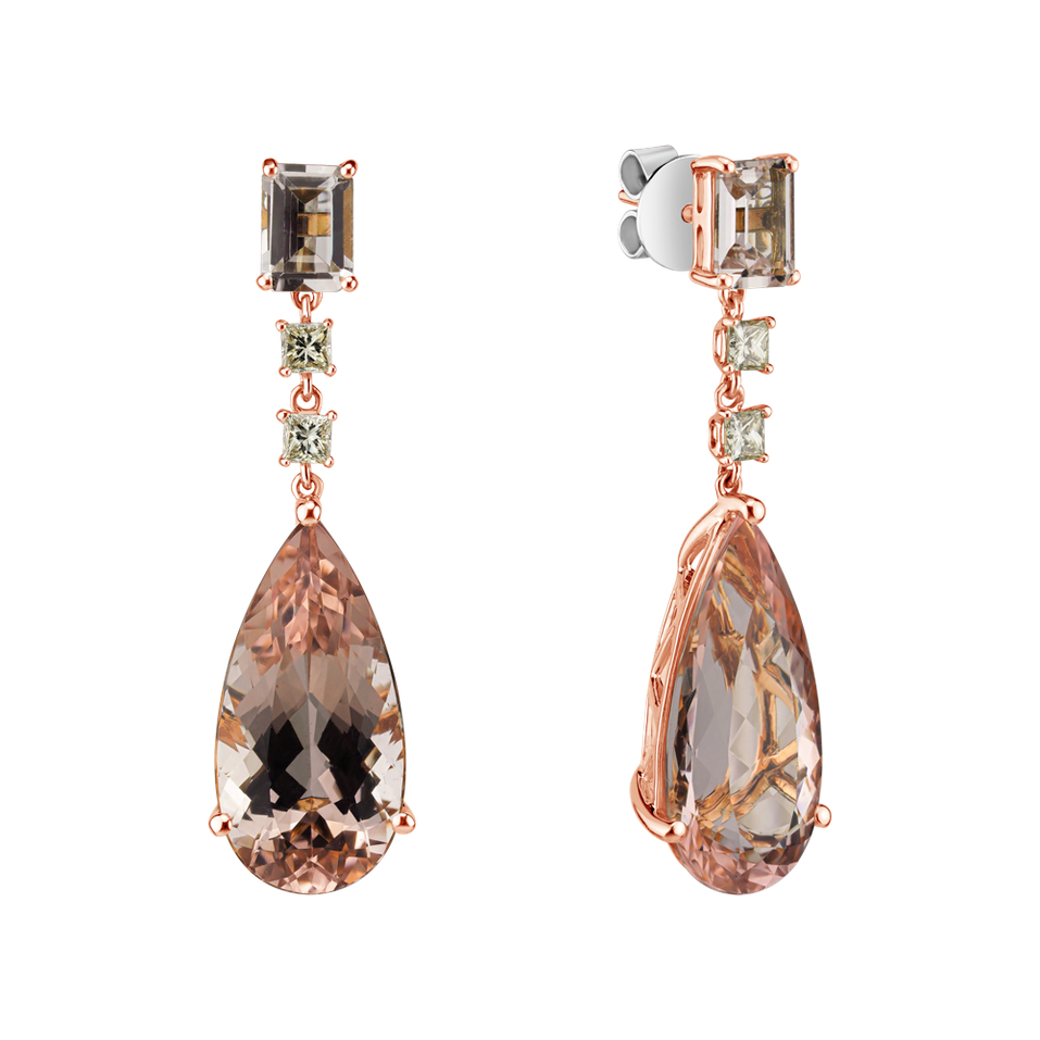 Earrings with Morganite and yellow diamonds Saga