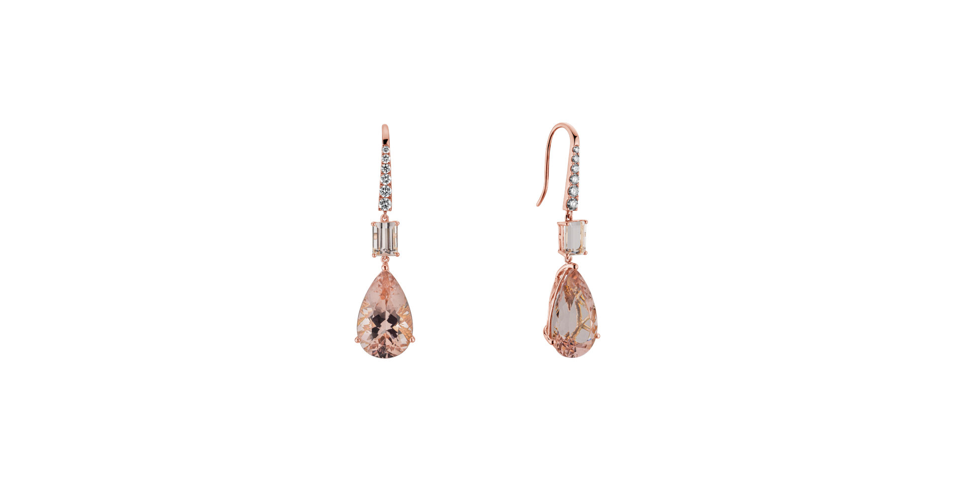 Diamond earrings with Morganite Sunshine Treasure