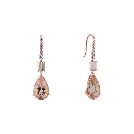 Diamond earrings with Morganite Sunshine Treasure