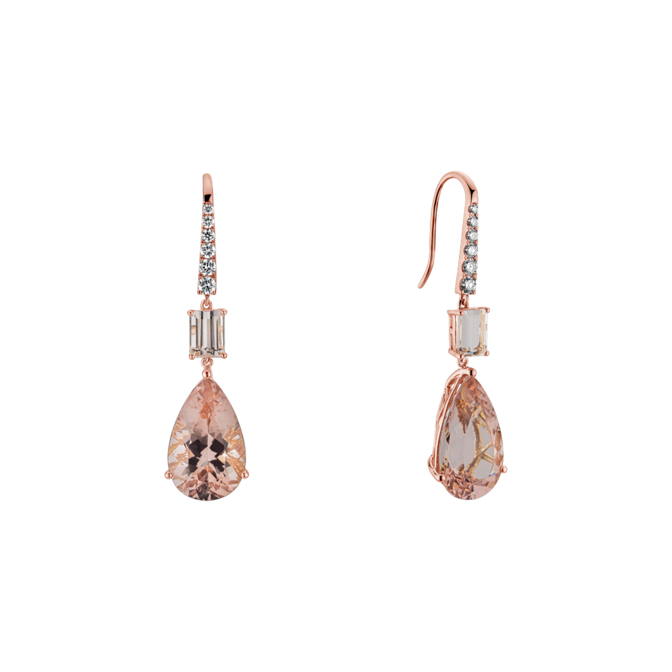 Diamond earrings with Morganite Sunshine Treasure
