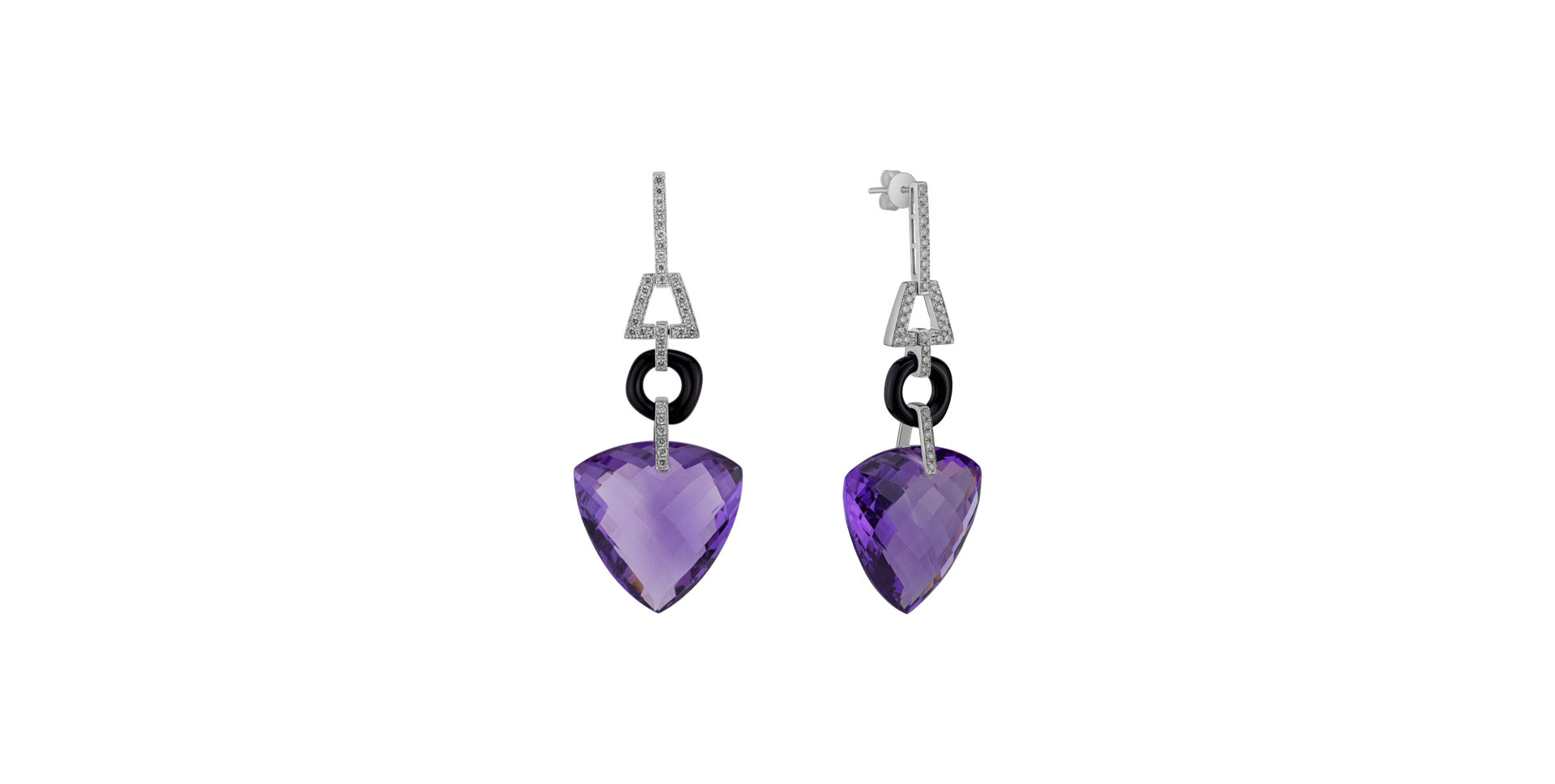 Diamond earrings with Amethyst and Agate Space Song