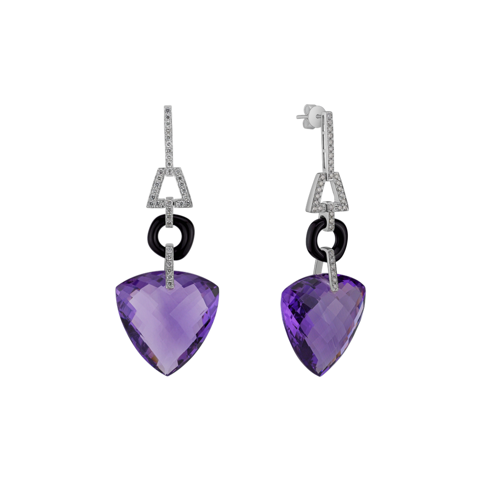 Diamond earrings with Amethyst and Agate Space Song